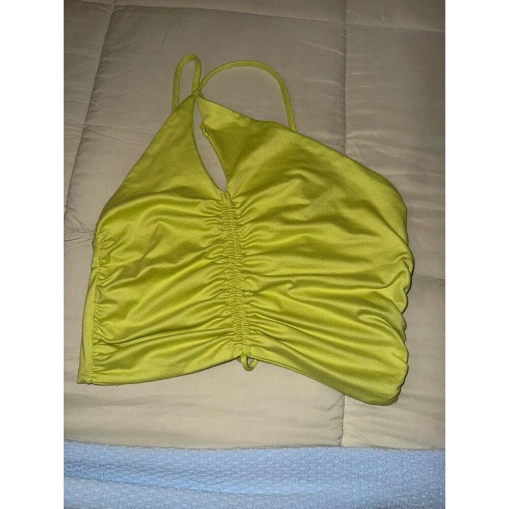 Lime Neon Green Halter One Shoulder Top Le Lis Medium